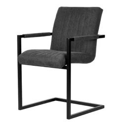 Wohnen Küchenstühle|Esszimmerstühle*Freischwinger Sessel in Anthrazit & Schwarz - Tressur (2er Set)