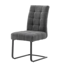 Wohnen Küchenstühle|Esszimmerstühle*Freischwingerstühle aus Chenille in Dunkelgrau - Hulmane (2er Set)