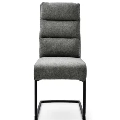 Wohnen Küchenstühle|Esszimmerstühle*Freischwingerstühle in Grau Strukturstoff - Pizaras (2er Set)