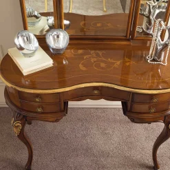 Wohnen Italienische Möbel|Schminktische*Frisiertisch & Hocker im Italienischen Stil - Carlenna (zweiteilig)