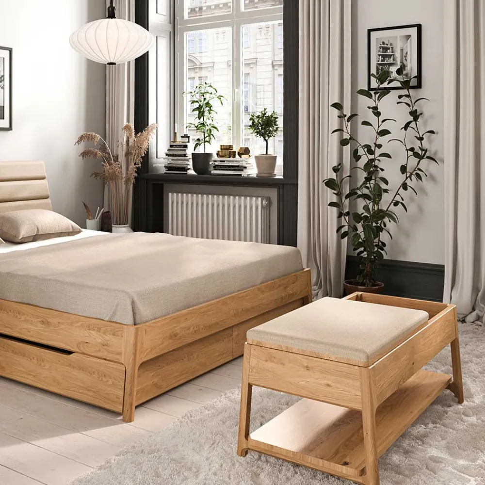 Wohnen Küchenbänke|Esszimmerbänke*Funktionelle Schlafzimmerbank aus Wildeiche - Laida