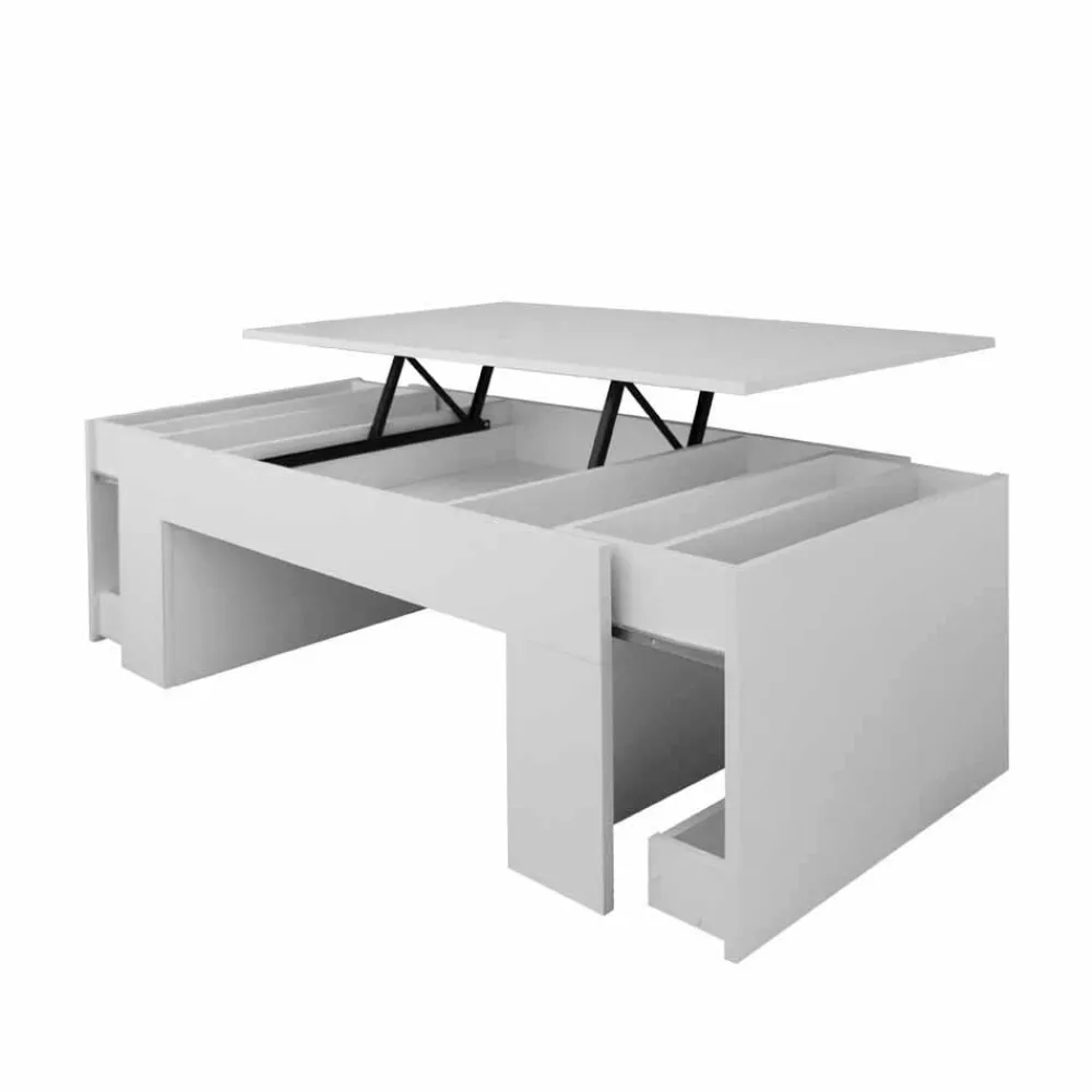 Wohnen Designermöbel*Funktioneller Sofatisch Lotta in Weiß 110x60cm