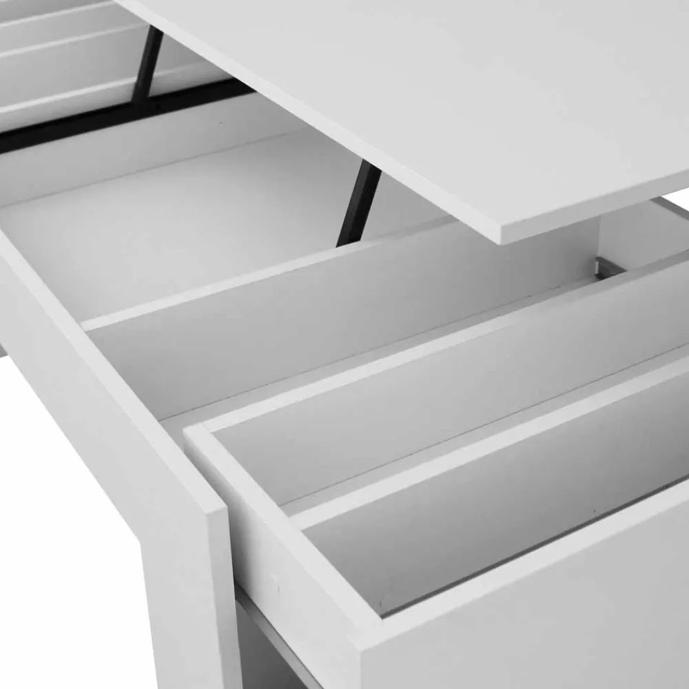 Wohnen Designermöbel*Funktioneller Sofatisch Lotta in Weiß 110x60cm