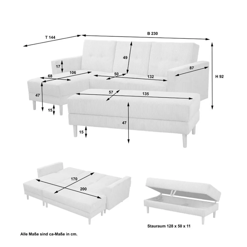 Wohnen Retro Möbel|Sofas*Funktionsecke mit Hocker Set - Cunicci (zweiteilig)