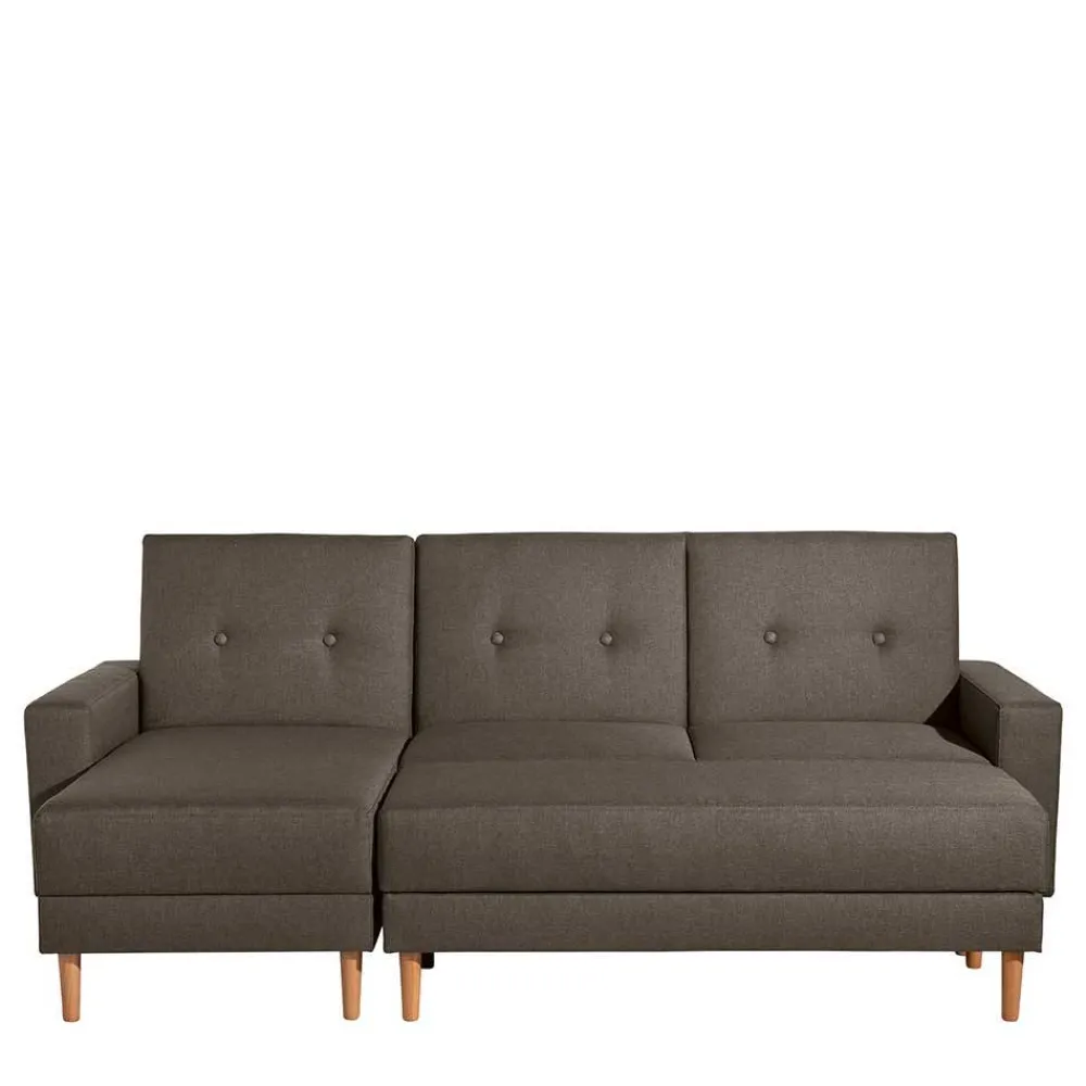 Wohnen Funktionsecksofa in Braun mit Erle - Iljona (zweiteilig)