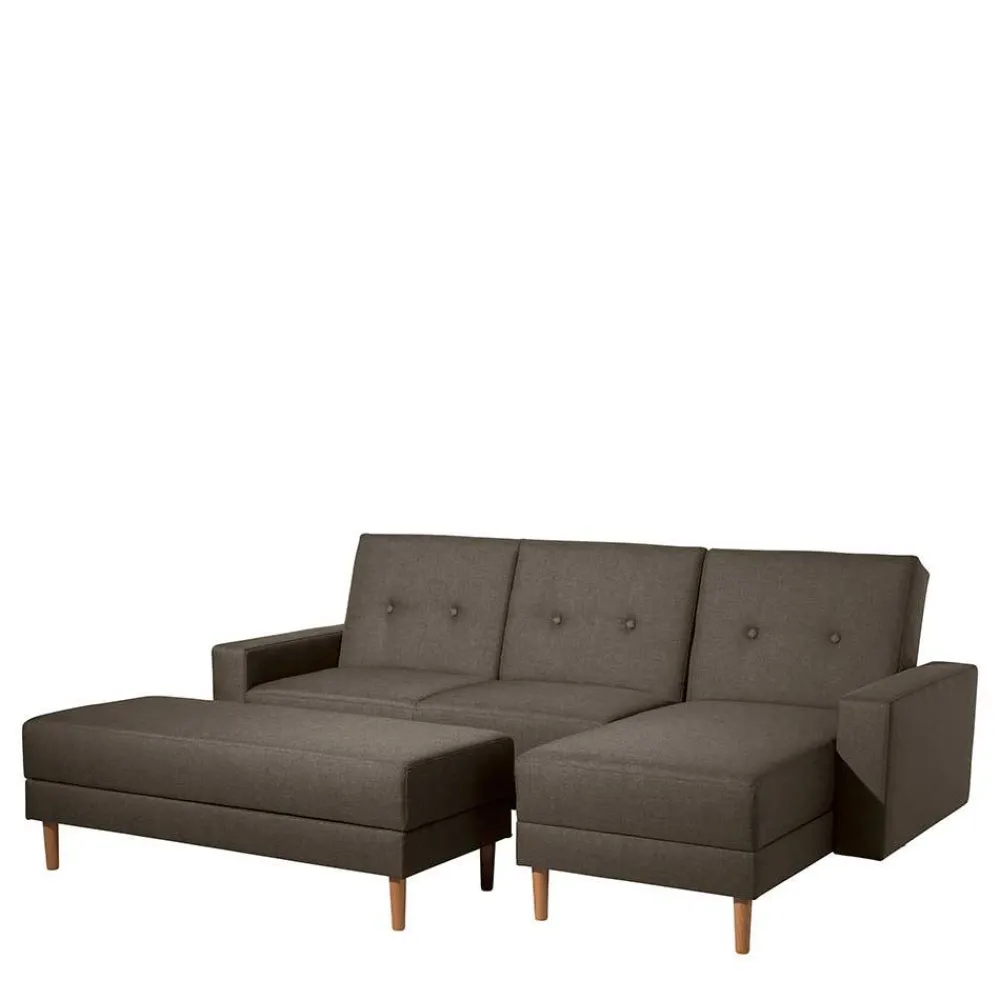 Wohnen Funktionsecksofa in Braun mit Erle - Iljona (zweiteilig)
