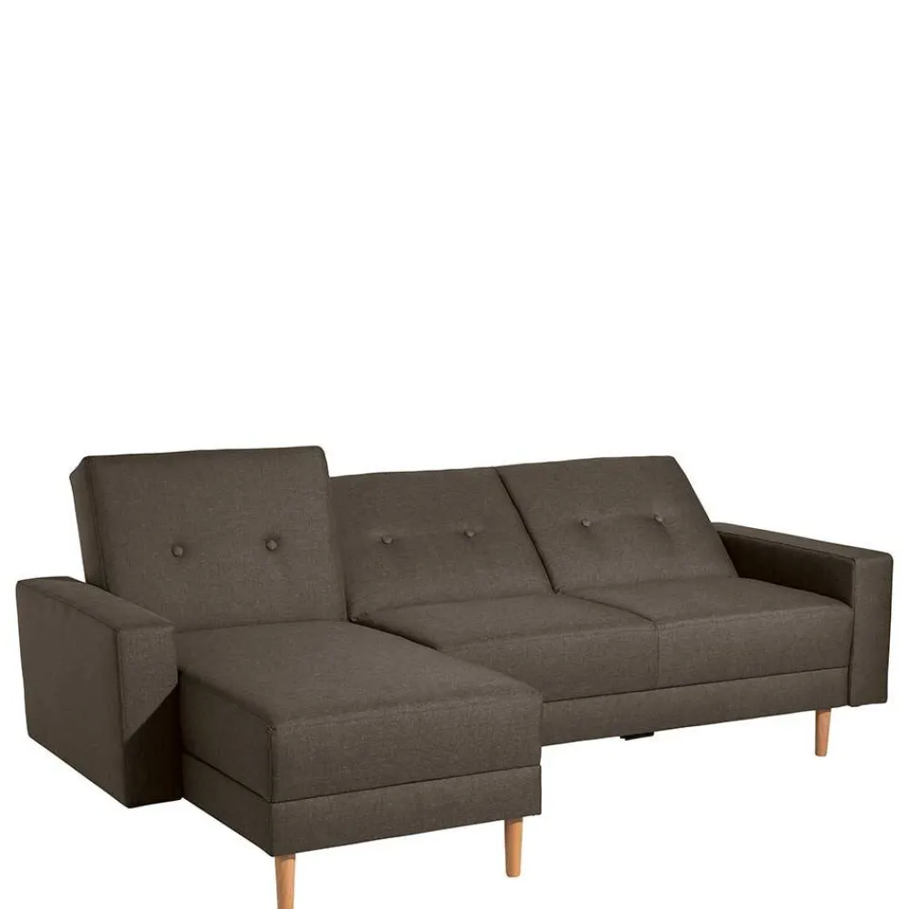 Wohnen Funktionsecksofa in Braun mit Erle - Iljona (zweiteilig)