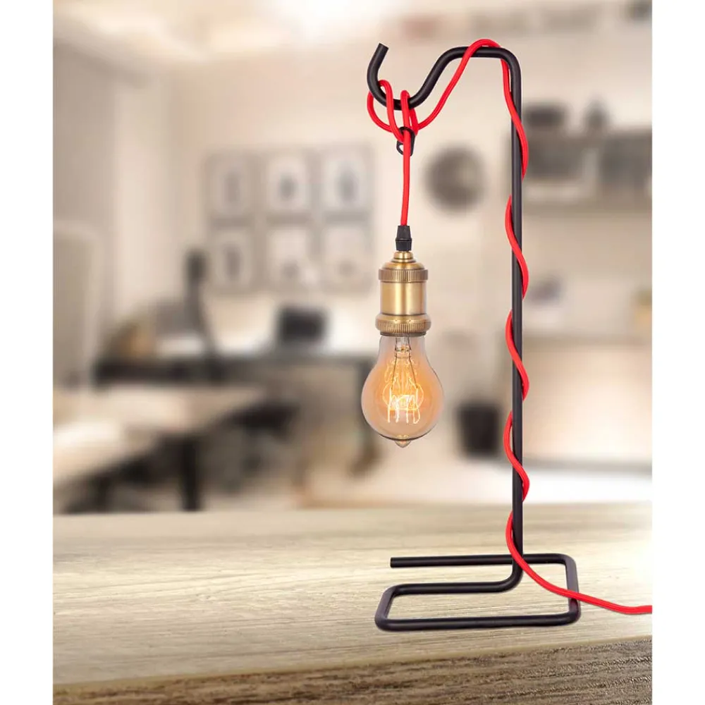 Wohnen Galgen Design Tischleuchte in Schwarz Rot - Lacuva