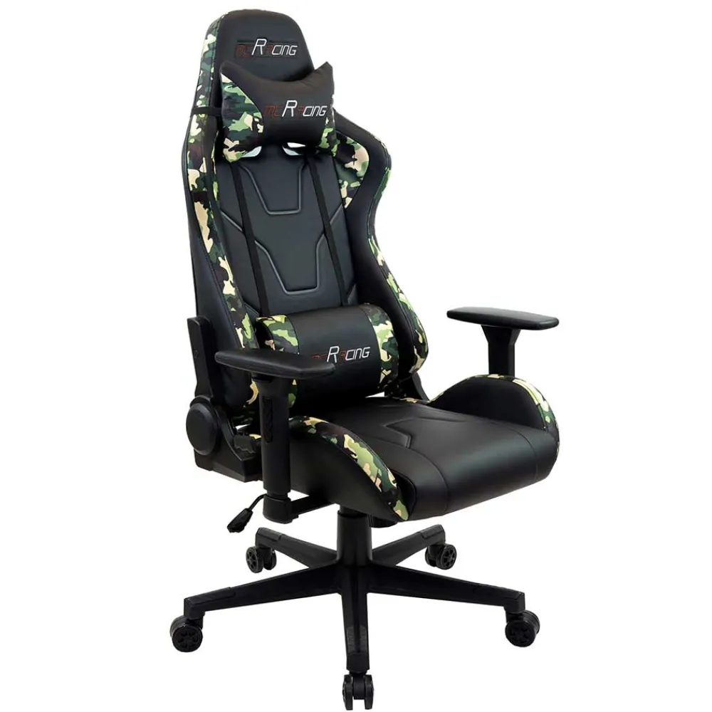 Wohnen Gamer Drehstuhl in Schwarz & Camouflage - Babeny