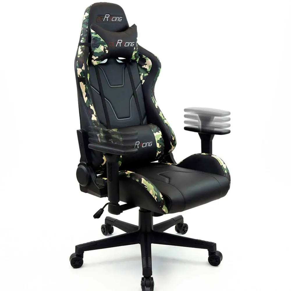 Wohnen Gamer Drehstuhl in Schwarz & Camouflage - Babeny