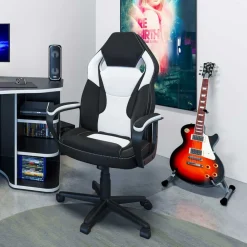 Wohnen Gaming Computerstuhl in Schwarz Weiß - Bajan