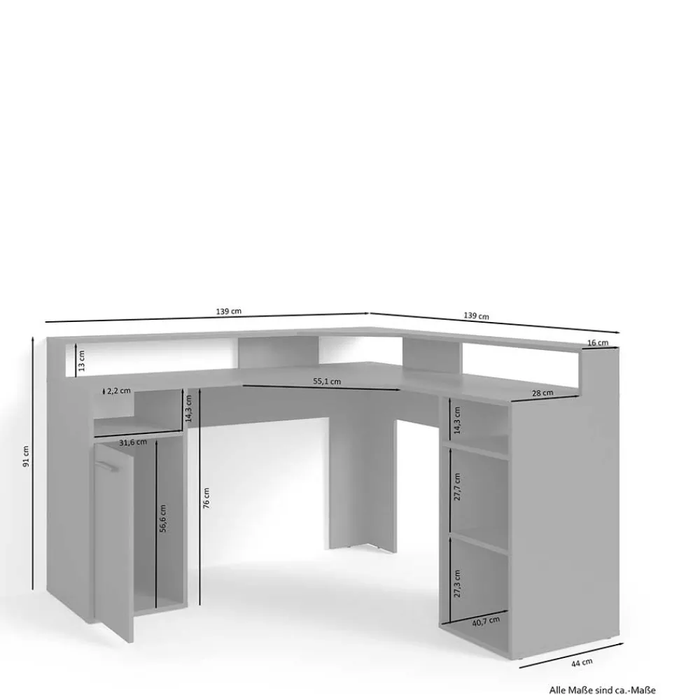 Wohnen Gaming Schreibtisch im Winkeldesign - Docrona