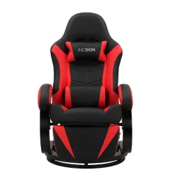 Wohnen Gaming Stuhl mit Ringgestell in Schwarz mit Rot - Crentin