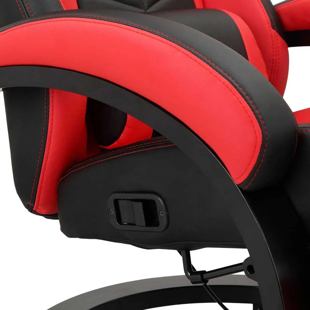Wohnen Gaming Stuhl mit Ringgestell in Schwarz mit Rot - Crentin