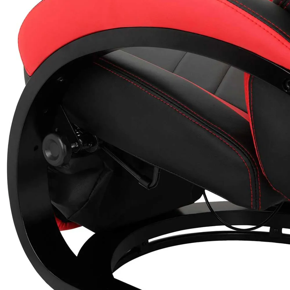 Wohnen Gaming Stuhl mit Ringgestell in Schwarz mit Rot - Crentin