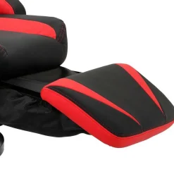 Wohnen Gaming Stuhl mit Ringgestell in Schwarz mit Rot - Crentin