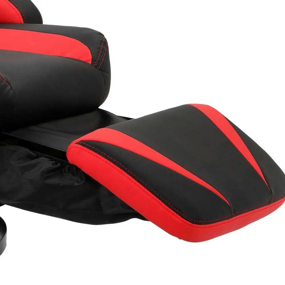 Wohnen Gaming Stuhl mit Ringgestell in Schwarz mit Rot - Crentin