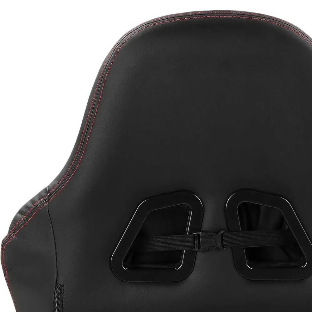 Wohnen Gaming Stuhl mit Ringgestell in Schwarz mit Rot - Crentin