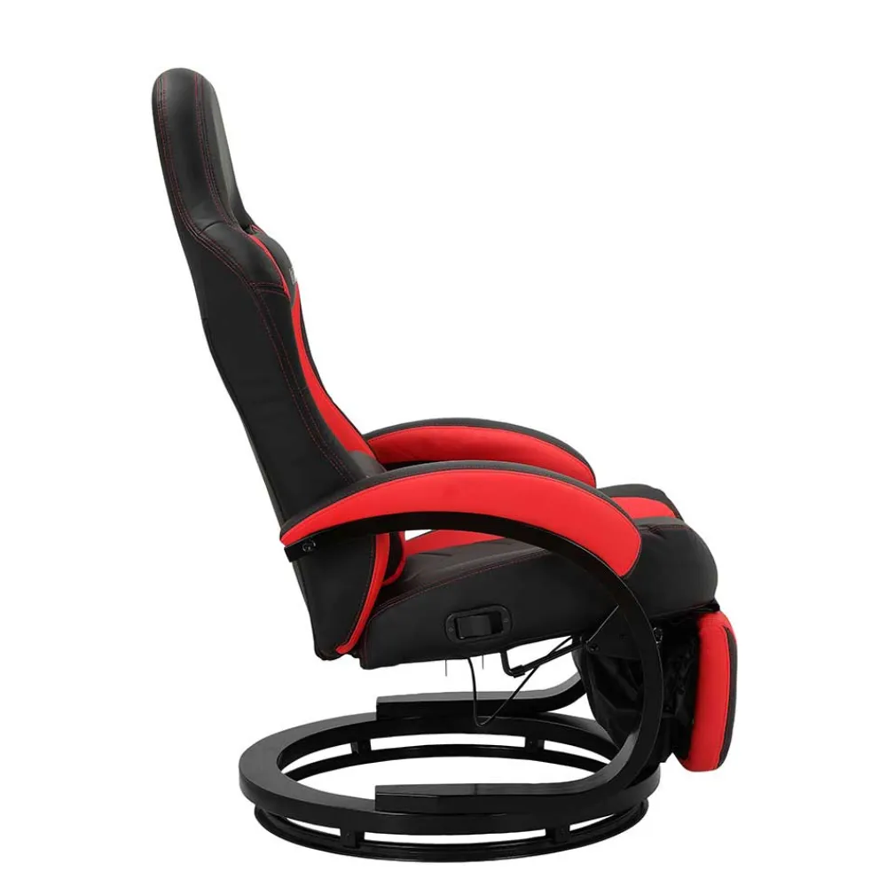 Wohnen Gaming Stuhl mit Ringgestell in Schwarz mit Rot - Crentin