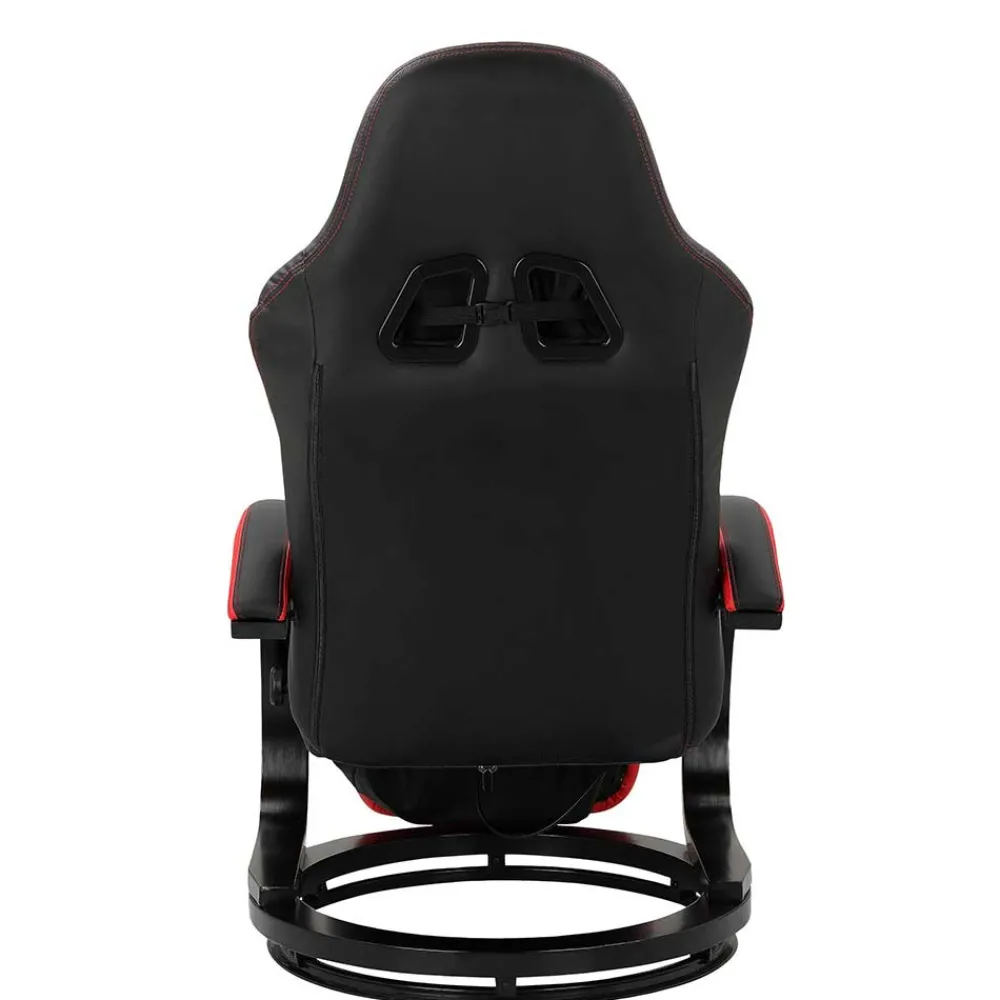 Wohnen Gaming Stuhl mit Ringgestell in Schwarz mit Rot - Crentin