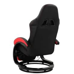 Wohnen Gaming Stuhl mit Ringgestell in Schwarz mit Rot - Crentin