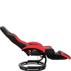 Wohnen Gaming Stuhl mit Ringgestell in Schwarz mit Rot - Crentin