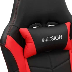 Wohnen Gaming Stuhl mit Ringgestell in Schwarz mit Rot - Crentin