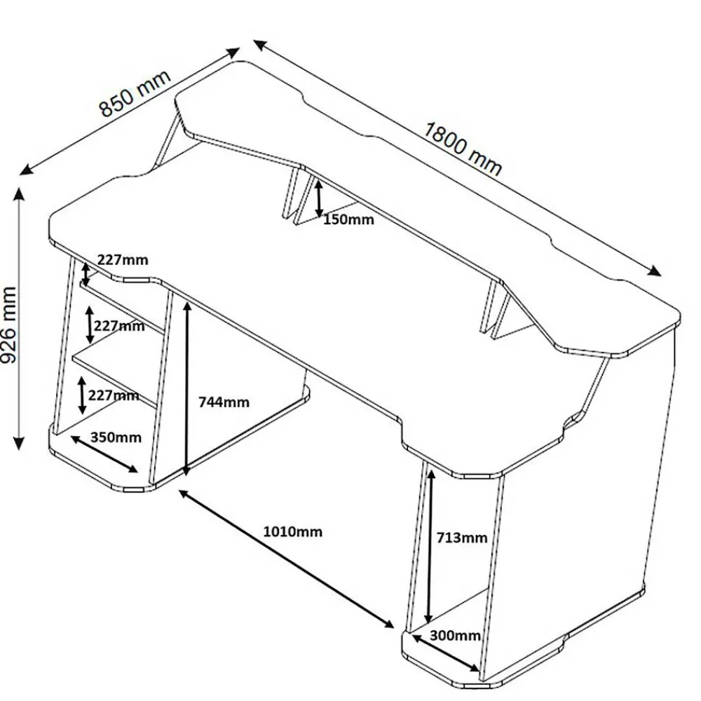 Wohnen Gaming-Computertisch in Anthrazit mit Weiß - Couras