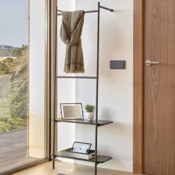 Wohnen Schwarze Möbel|Loft Möbel*Garderobe mit Schuhablage für die Wandmontage - Lakrym