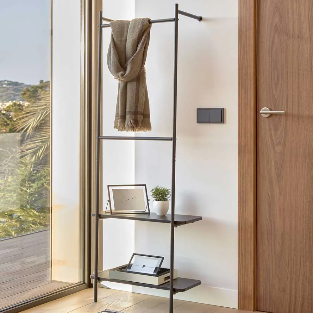 Wohnen Schwarze Möbel|Loft Möbel*Garderobe mit Schuhablage für die Wandmontage - Lakrym