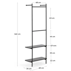 Wohnen Schwarze Möbel|Loft Möbel*Garderobe mit Schuhablage für die Wandmontage - Lakrym