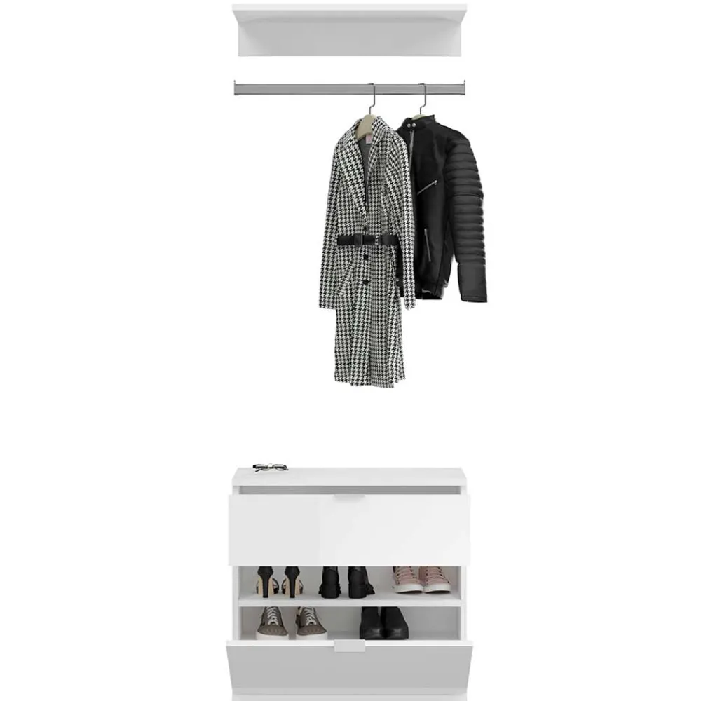 Wohnen Garderoben Block mit Stange 152 cm breit - Ejulia (dreiteilig)