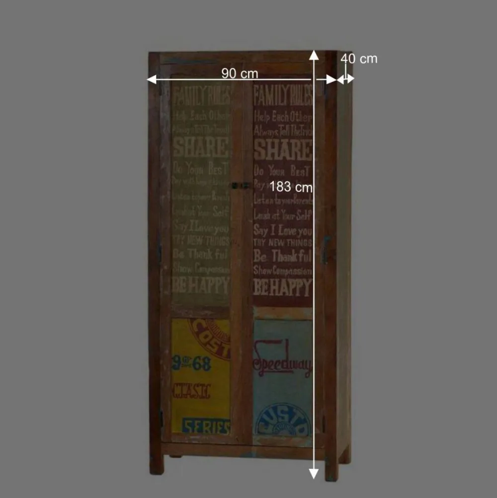 Wohnen Vintage Möbel|Diele Komplett*Garderoben Kombination Creek im Vintage Look (sechsteilig)