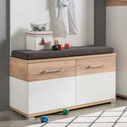 Wohnen Garderoben Set in Weiß & Eiche - Vicanossa (dreiteilig)