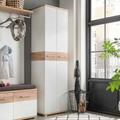 Wohnen Garderoben Set in Weiß & Eiche - Vicanossa (dreiteilig)