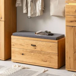 Wohnen Garderobenbank aus Balkeneiche Massivholz - Robats