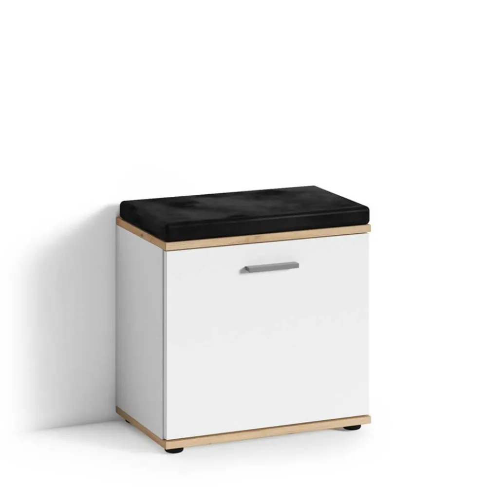 Wohnen Garderobenbank in Weiß mit Wildeiche Dekor - Yumagno