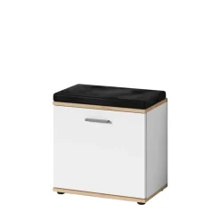 Wohnen Garderobenbank in Weiß mit Wildeiche Dekor - Yumagno