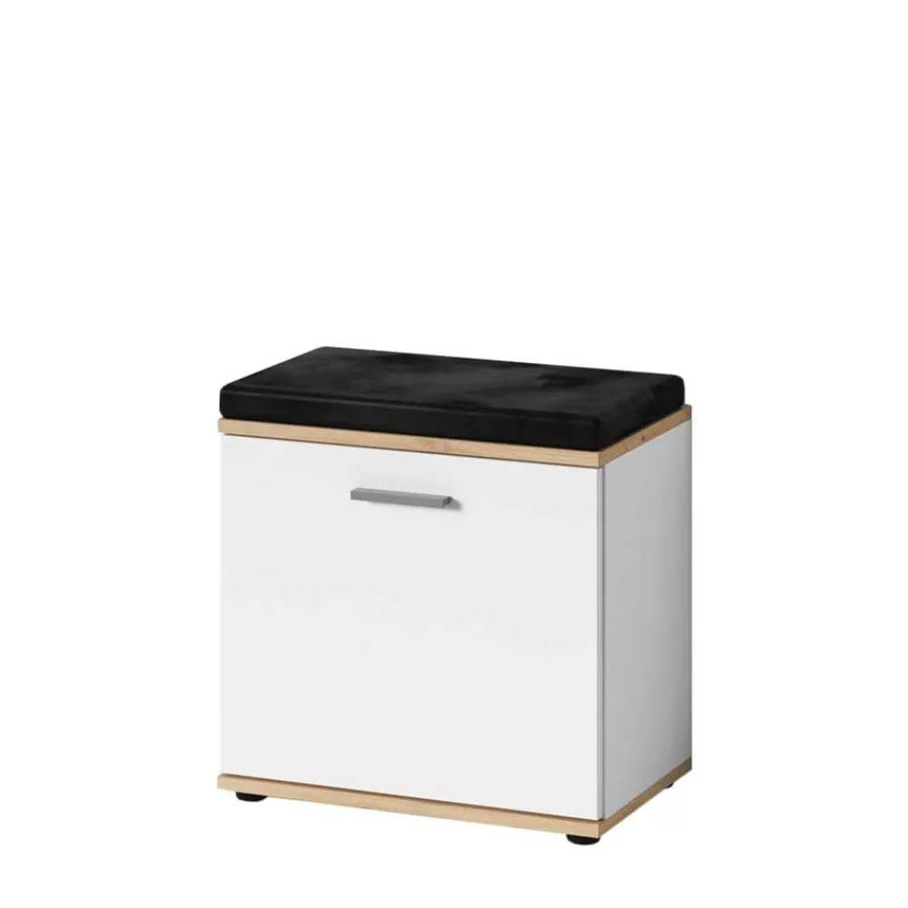 Wohnen Garderobenbank in Weiß mit Wildeiche Dekor - Yumagno