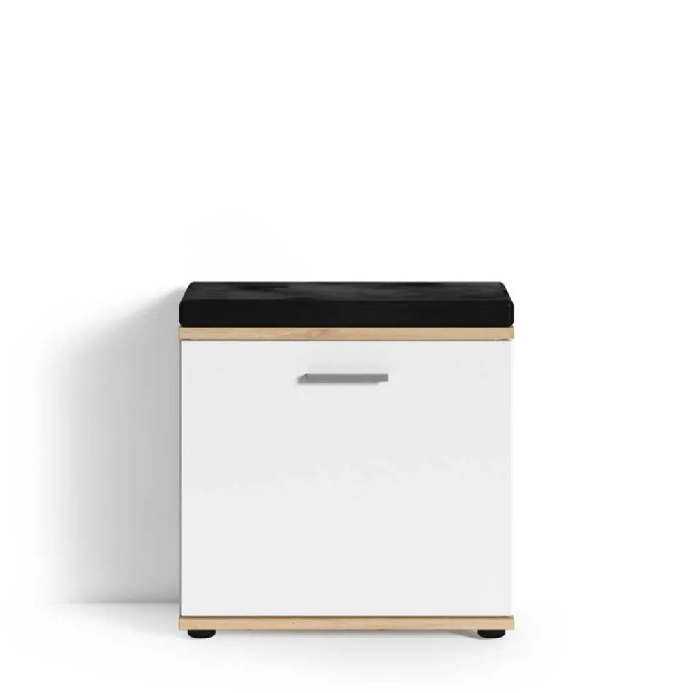 Wohnen Garderobenbank in Weiß mit Wildeiche Dekor - Yumagno