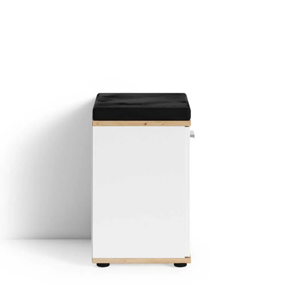 Wohnen Garderobenbank in Weiß mit Wildeiche Dekor - Yumagno