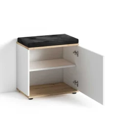 Wohnen Garderobenbank in Weiß mit Wildeiche Dekor - Yumagno