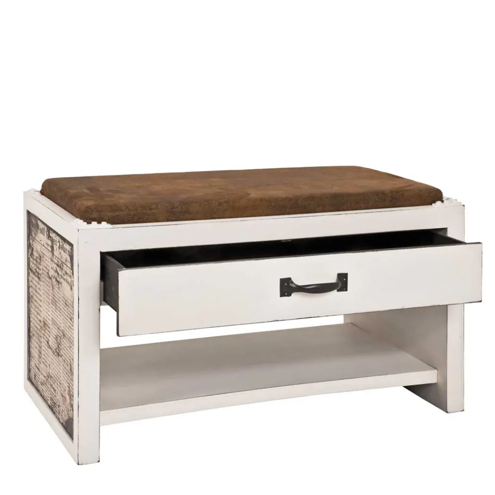 Wohnen Garderobenbank Oficina in Weiß Braun