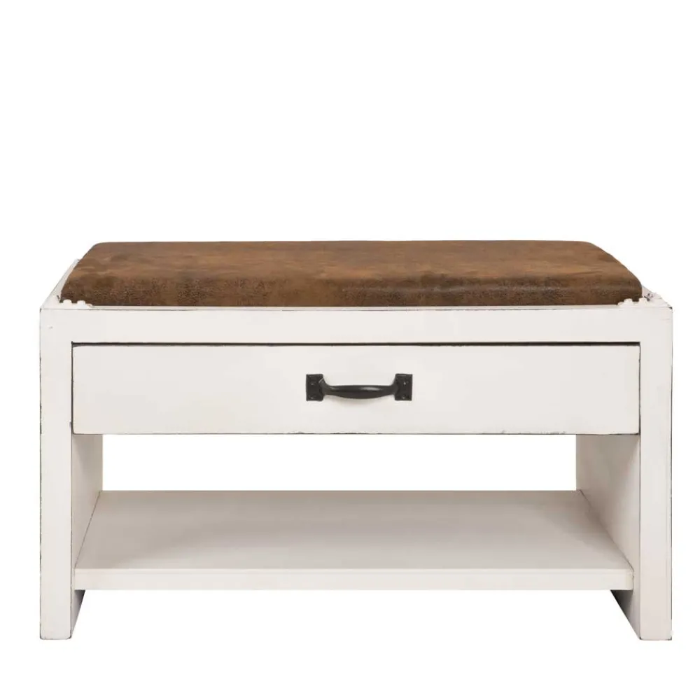 Wohnen Garderobenbank Oficina in Weiß Braun