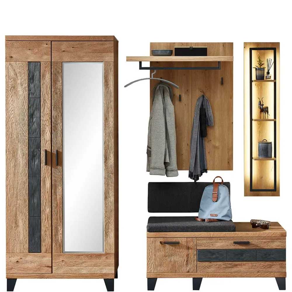 Wohnen Garderobenmöbel aus Echtholz - Elprisca (vierteilig)