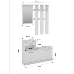 Wohnen Garderobenmöbel in Weiß & Betonoptik - Zessma (zweiteilig)