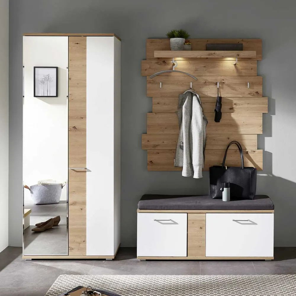 Wohnen Garderobenmöbel Set mit LED Licht - Symbrosia (dreiteilig)