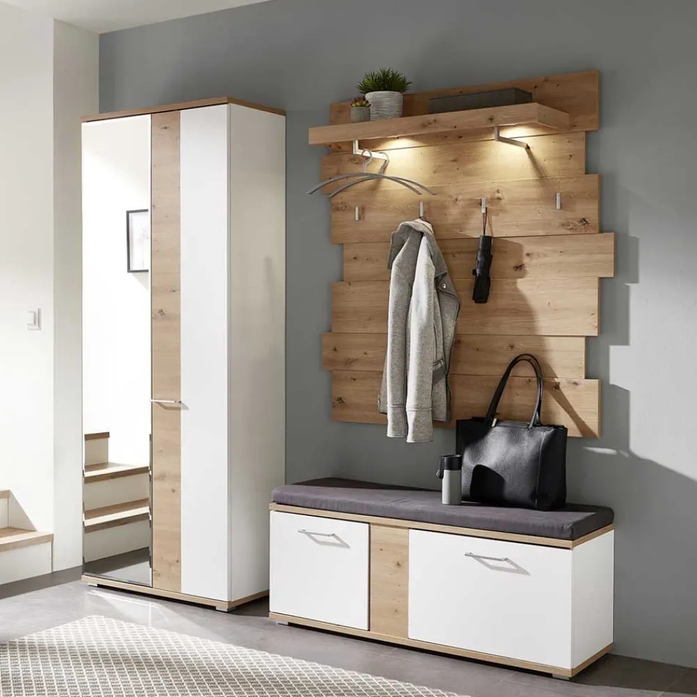 Wohnen Garderobenmöbel Set mit LED Licht - Symbrosia (dreiteilig)