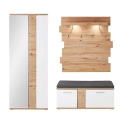 Wohnen Garderobenmöbel Set mit LED Licht - Symbrosia (dreiteilig)