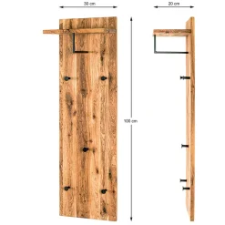 Wohnen Garderobenpaneel aus Eiche Massivholz & Metall - Vienna
